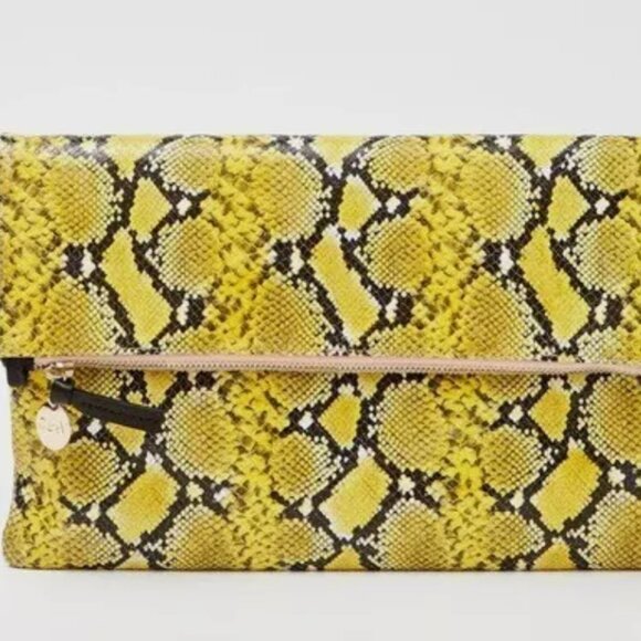 Clare V Yellow Snake Fold Over Clutch - Picture 3 of 4